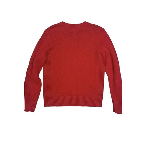 Vtg Lauren Ralph Lauren Sweater Women Medium Red Ribbed Knit Logo Y2K 90s Preppy - Picture 6 of 8